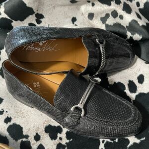 Patricia Nash Fia Black Leather Slip-on Loafer‎ Flats Size 6